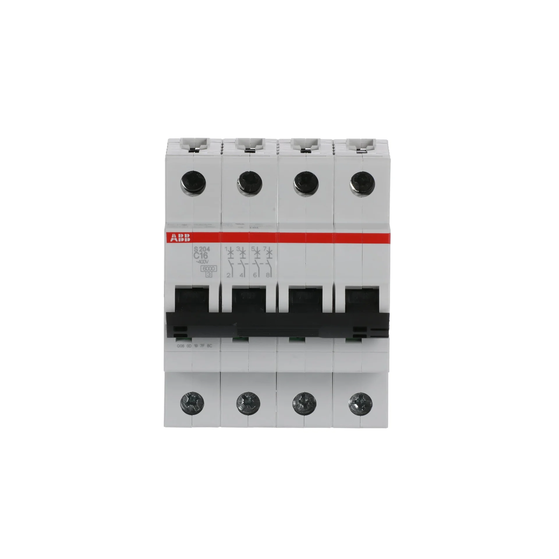Interruptor termomagnético tetrapolar In 16A. Icn = 6kA @ IEC60898 Icu : 10 kA @ IEC60947-2. Curva C