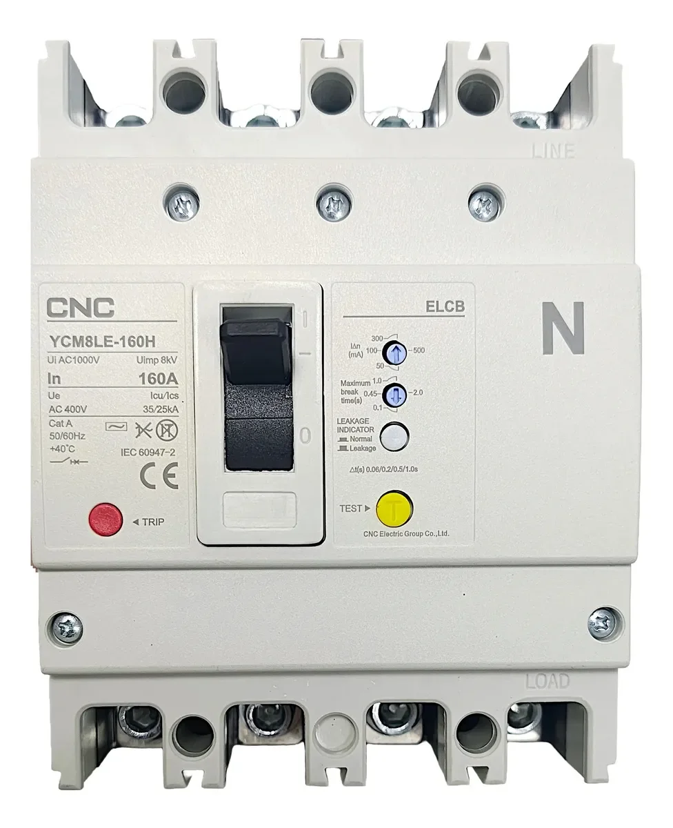 Interruptor Automático Caja Moldeada c/Fuga a Tierra T160 4x160a 25/35ka Rele Termomagnetico Ajustable