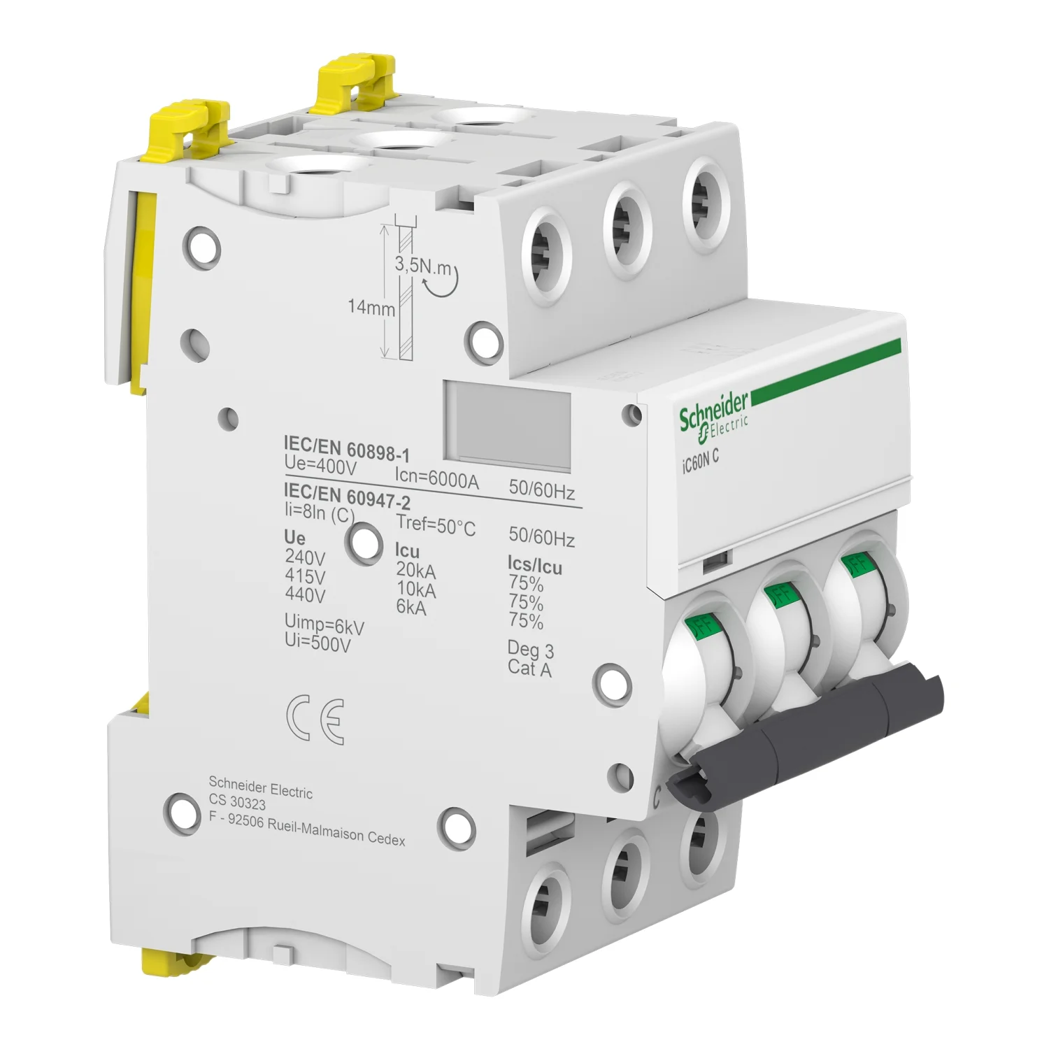 Interruptor Aut. Termomagnético Acti9 iC60N 3P 32A Curva C - Vista 2 de 3