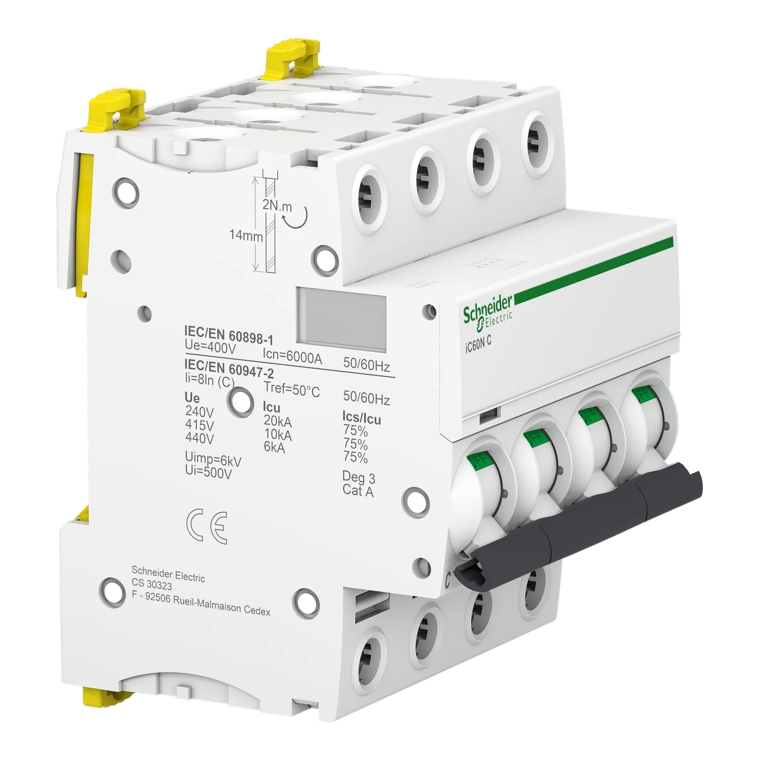 Interruptor Aut. Termomagnético Acti9 iC60N 4P 40A Curva C - Vista 2 de 3
